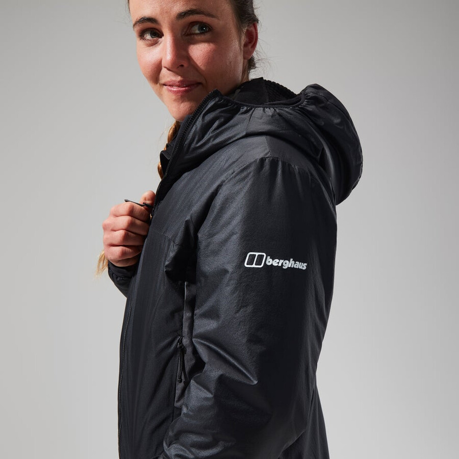 women s mtn arete lb synthetische kapuzenjacke - schwarzgrau berghaus