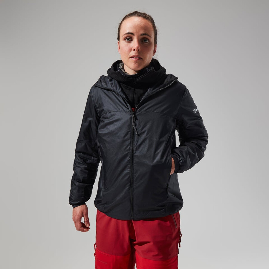 women s mtn arete lb synthetische kapuzenjacke - schwarzgrau berghaus