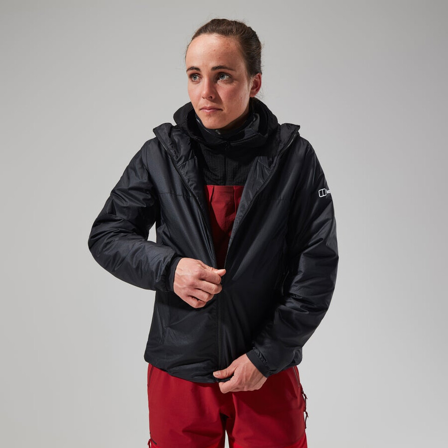 women s mtn arete lb synthetische kapuzenjacke - schwarzgrau berghaus