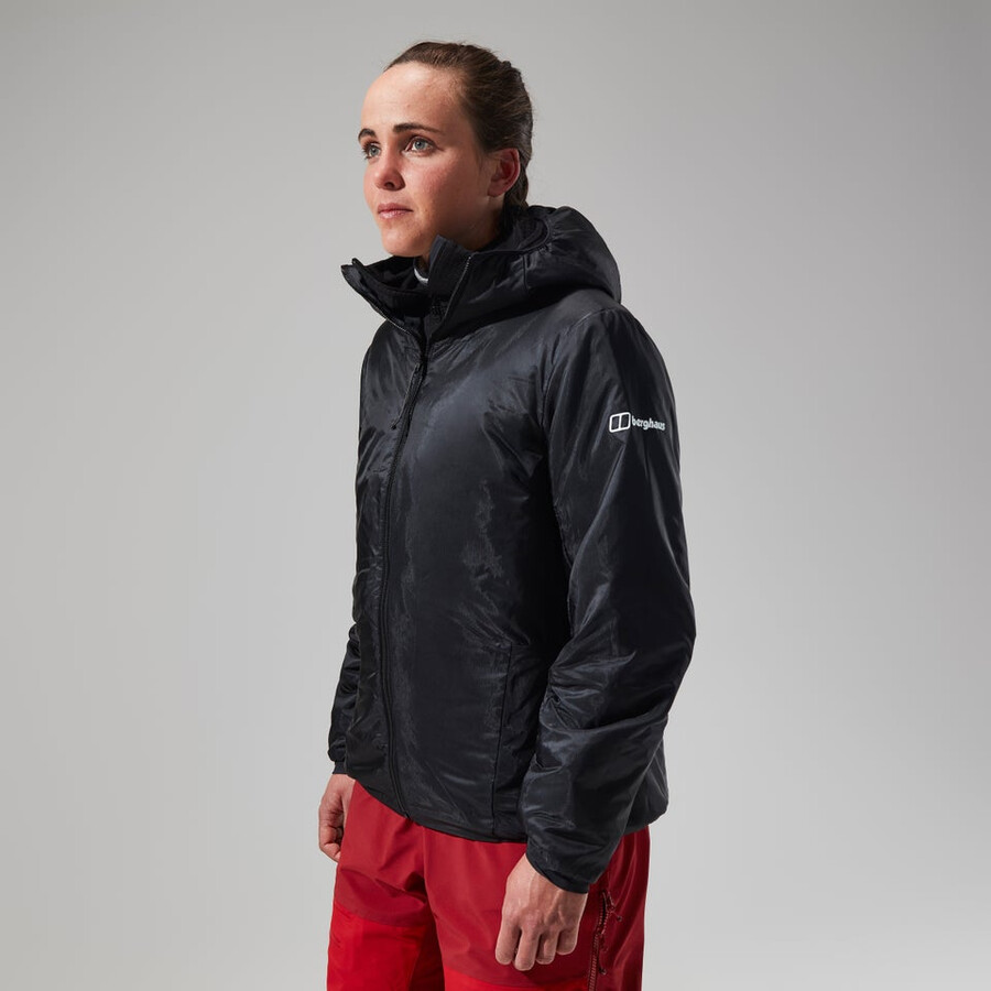 women s mtn arete lb synthetische kapuzenjacke - schwarzgrau berghaus