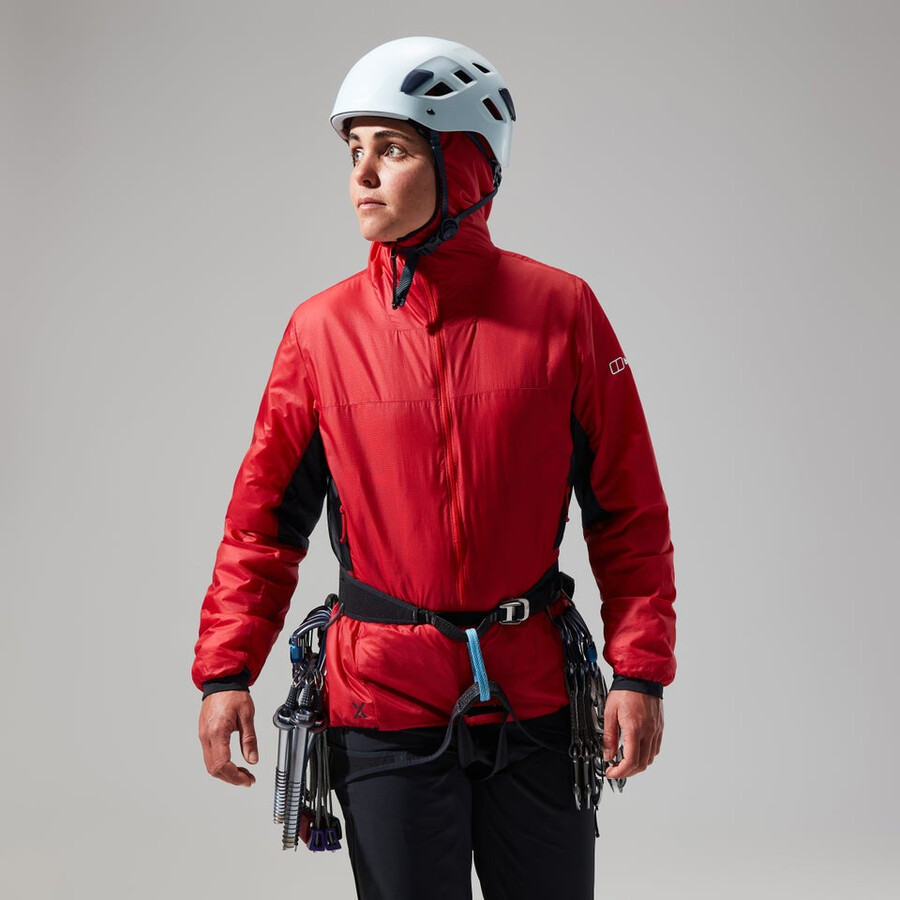 women s mtn arete lb synthetische kapuzenjacke - rotschwarz berghaus