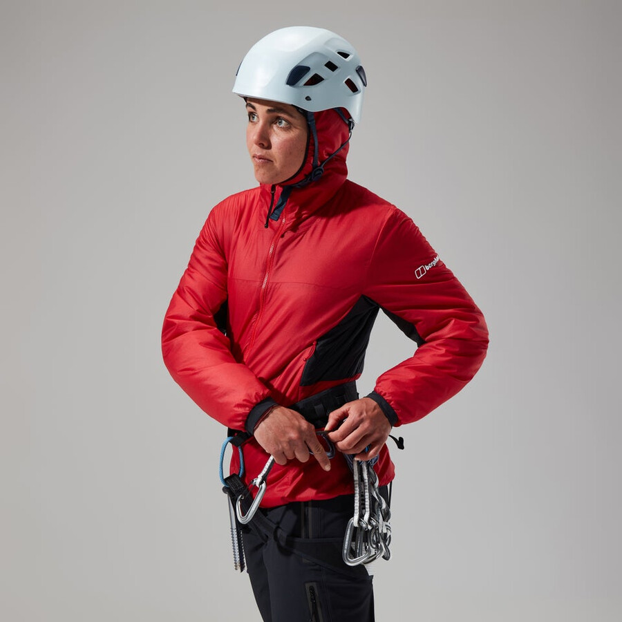 women s mtn arete lb synthetische kapuzenjacke - rotschwarz berghaus