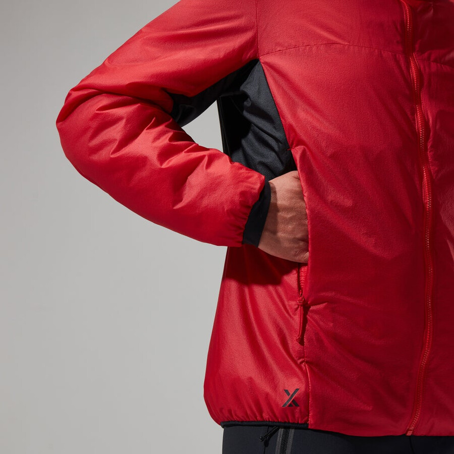 women s mtn arete lb synthetische kapuzenjacke - rotschwarz berghaus