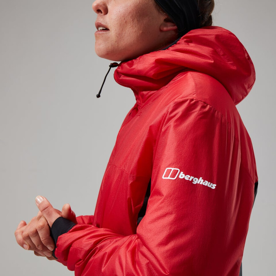 women s mtn arete lb synthetische kapuzenjacke - rotschwarz berghaus