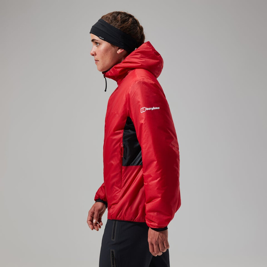 women s mtn arete lb synthetische kapuzenjacke - rotschwarz berghaus