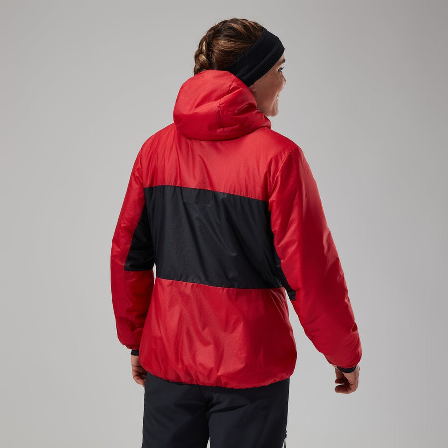 women s mtn arete lb synthetische kapuzenjacke - rotschwarz berghaus